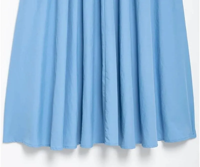 Women's Summer Pleated Skirt Vintage Elastic Waist A-Line Long Straight Skirts