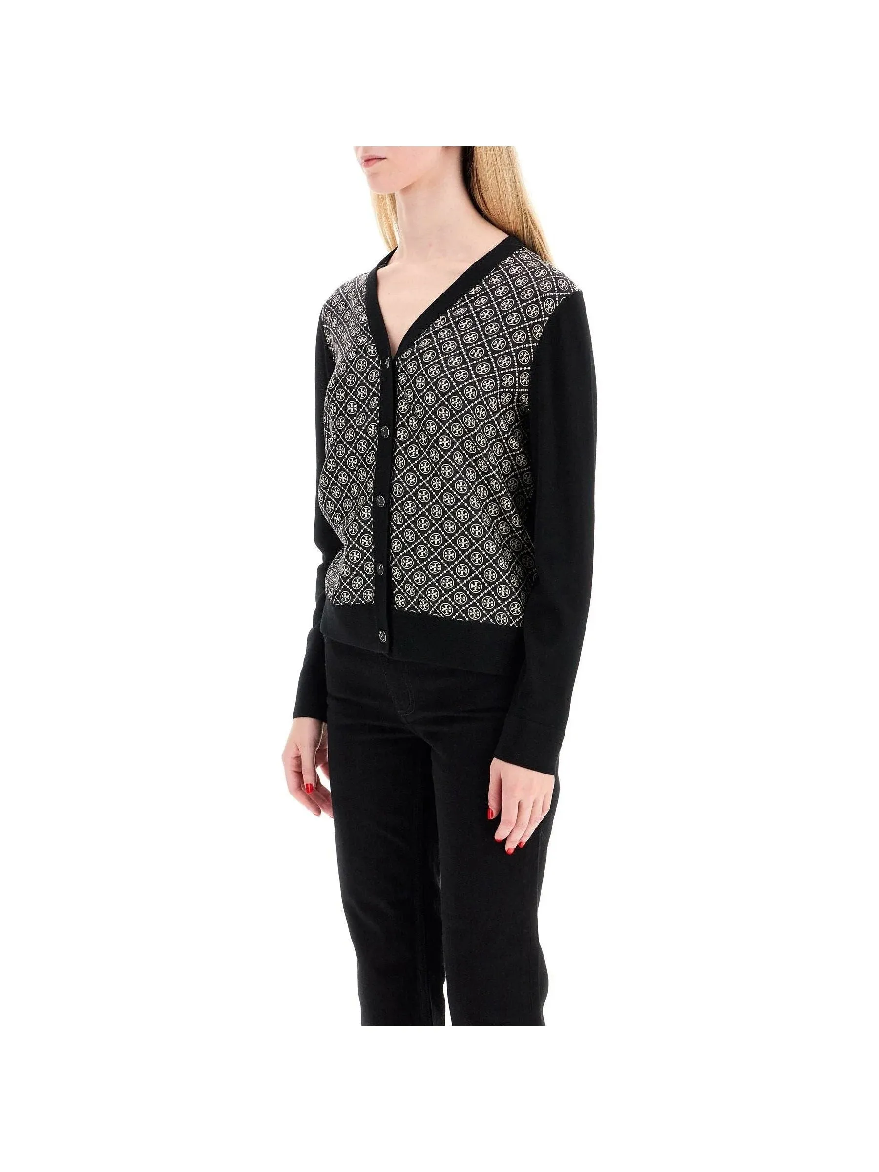 Wool Cardigan with Silk Insert