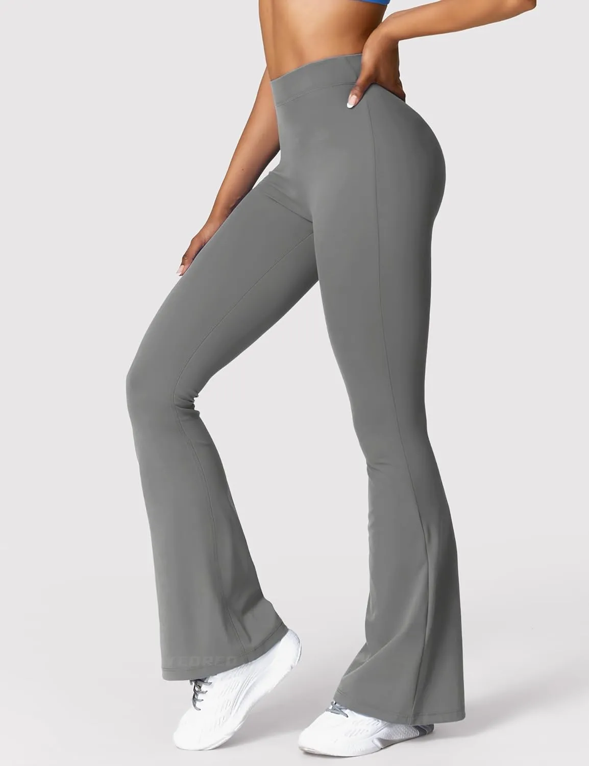 YEOREO Scrunch Flare Leggings Daze V Back Butt Lifting Wide Leg High Waist 31.5" Gym Workout Yoga Pants
