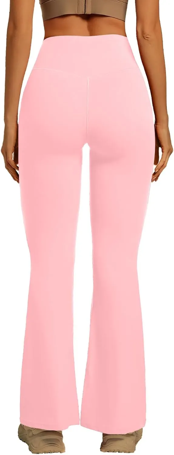 YOAKUKA Flare Yoga Leggings for Women Crossover High Waist Tummy Control Bell Bottom Bootcut Gym Work Pants Casual