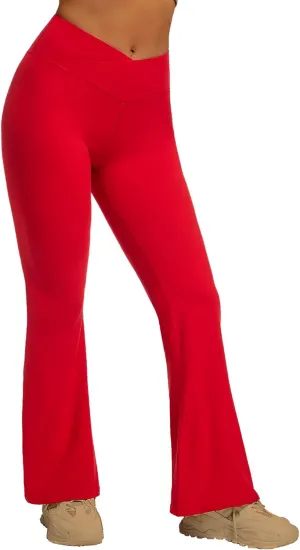 YOAKUKA Flare Yoga Leggings for Women Crossover High Waist Tummy Control Bell Bottom Bootcut Gym Work Pants Casual