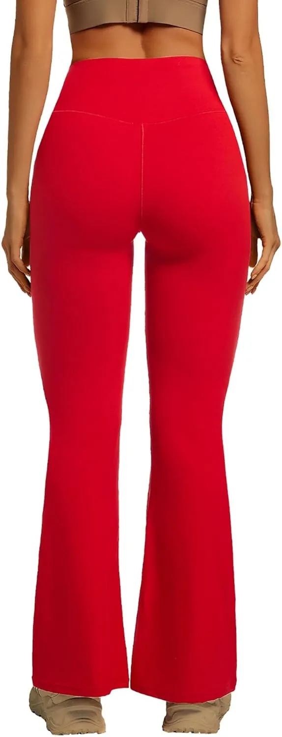 YOAKUKA Flare Yoga Leggings for Women Crossover High Waist Tummy Control Bell Bottom Bootcut Gym Work Pants Casual